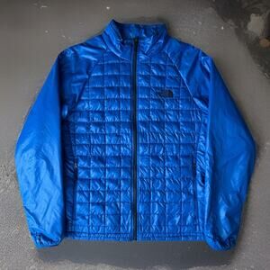 North Face Thermoball Jacket Medium Blue Insulated Full Zip Puffer Outerwear
